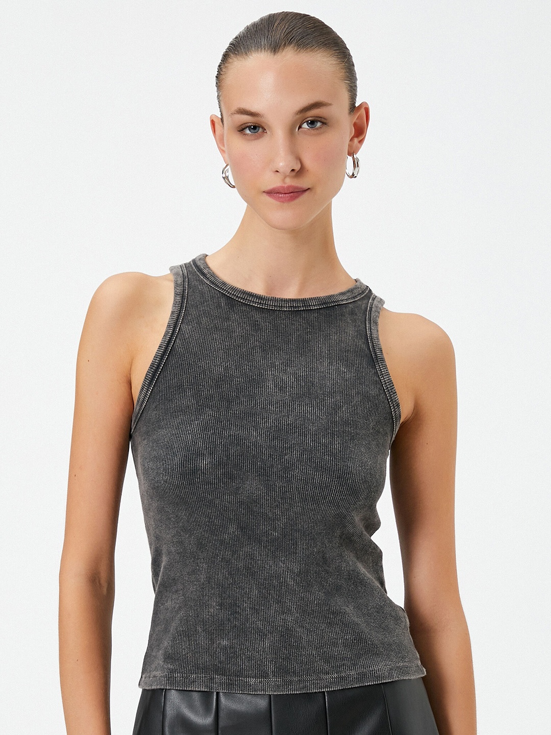 

Koton Round Neck Sleeveless Regular Top, Grey