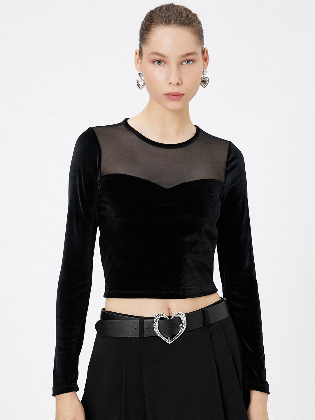

Koton Round Neck Cropped Top, Na