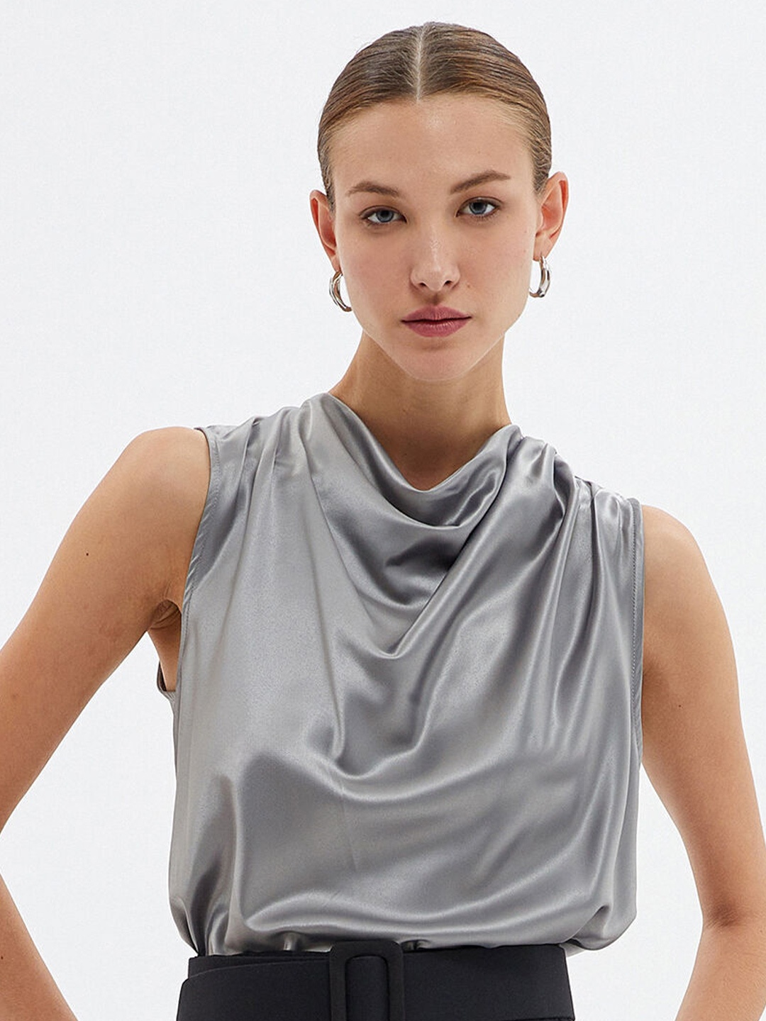 

Koton Cowl Neck Sleeveless Top, Grey