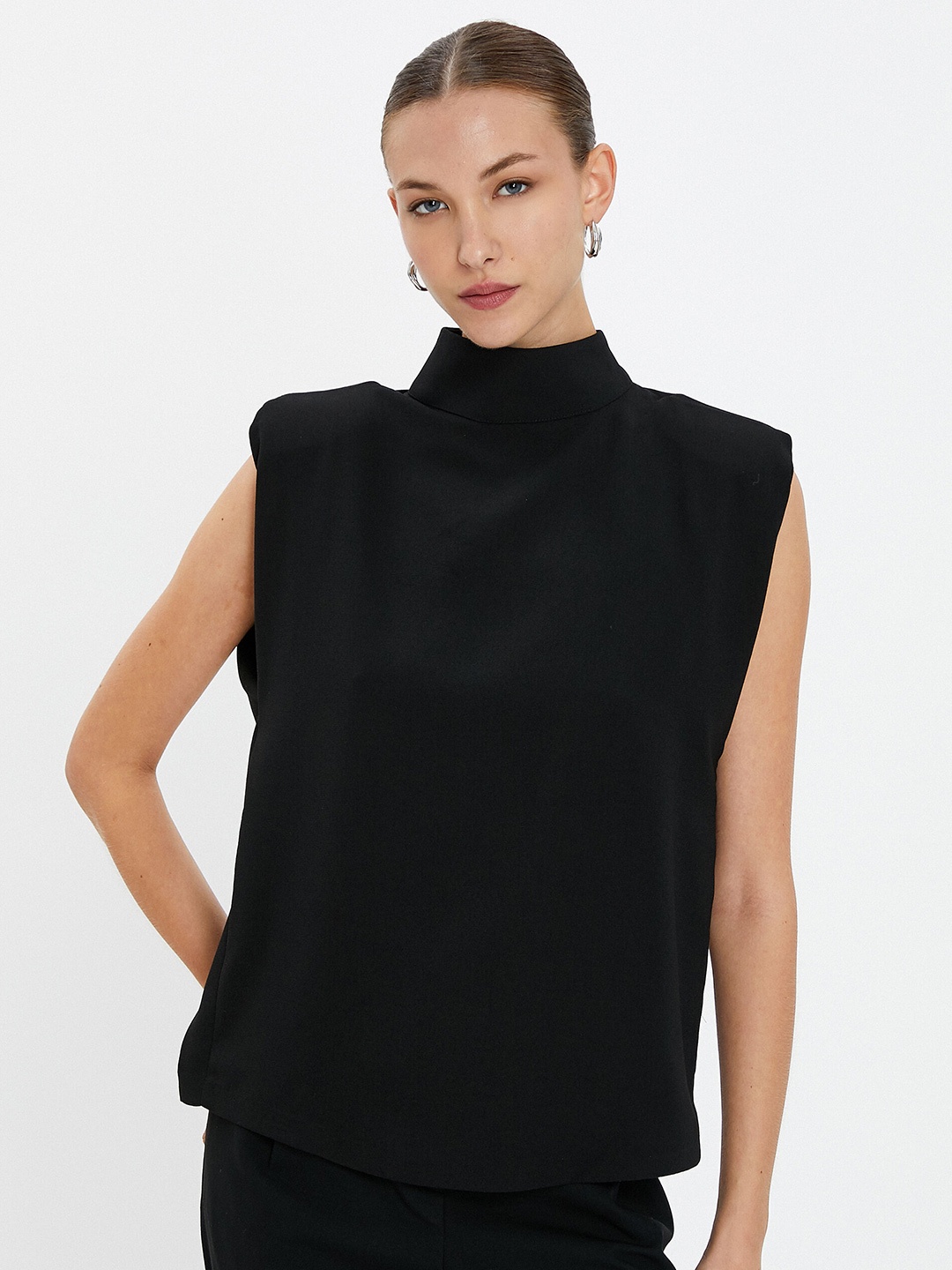 

Koton High Neck Sleeveless Top, Black