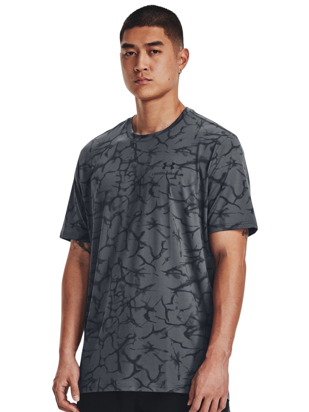 

UNDER ARMOUR RUSH RUSH Energy Graphic Printed Short Sleeves Tshirts, Grey