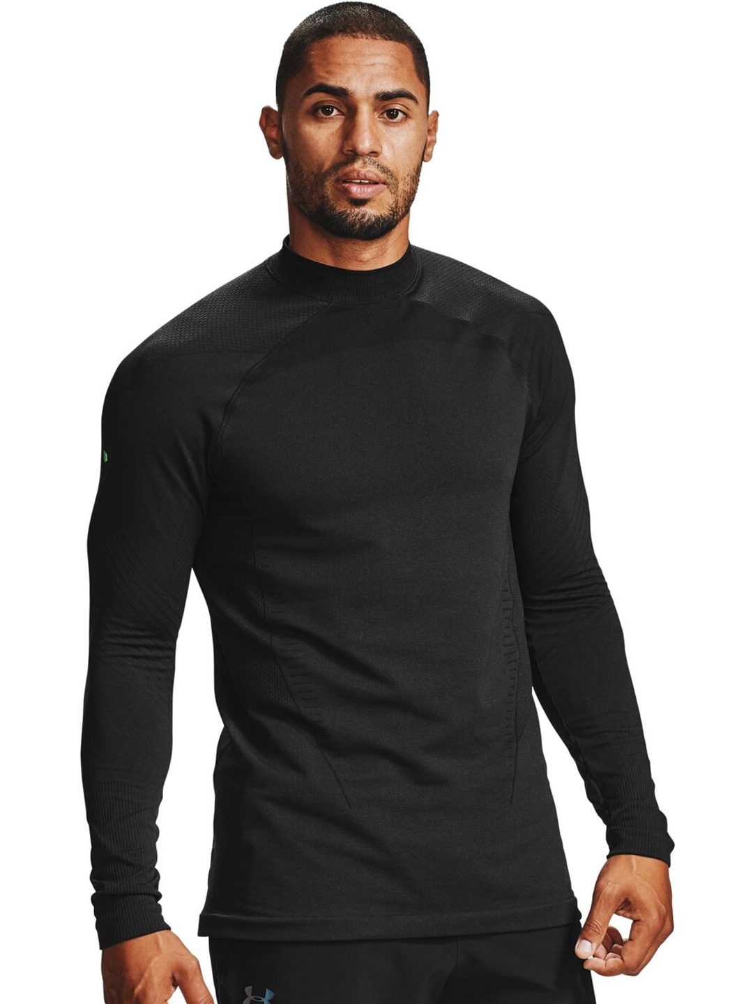 

UNDER ARMOUR Slim Fit RUSH ColdGear Seamless Mock Neck T-Shirt, Black