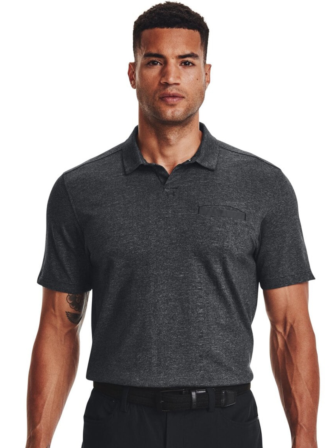 

UNDER ARMOUR Vanish Snap Polo Collar Cotton Tshirt, Black
