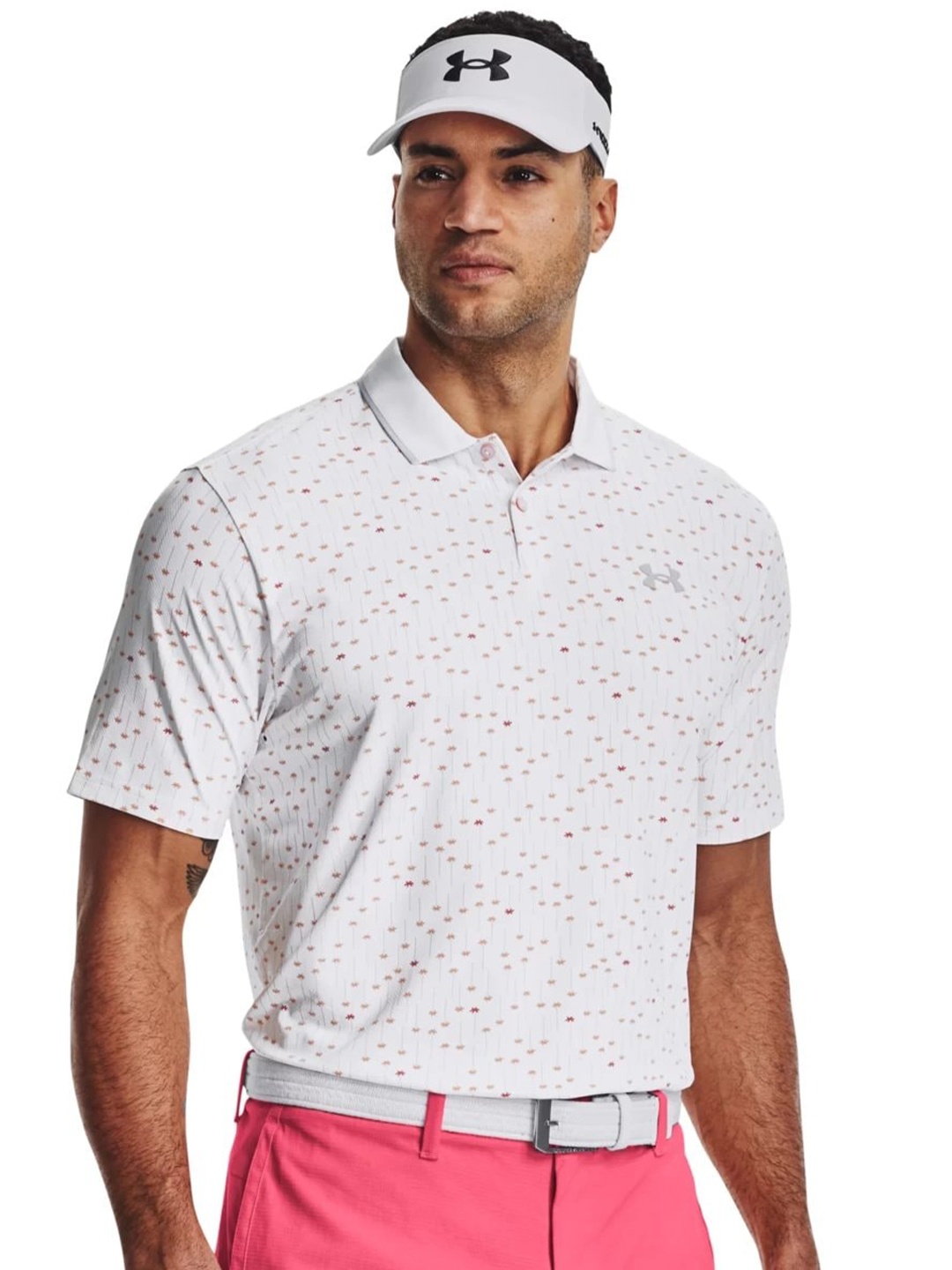 

UNDER ARMOUR Iso-Chill Graphic Printed Polo Collar T-shirt, White