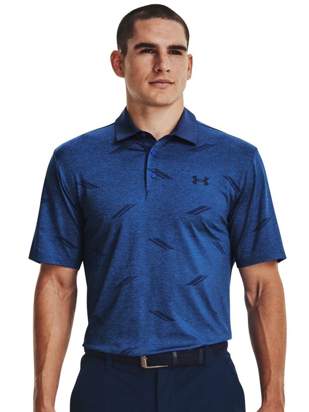 

UNDER ARMOUR Playoff Deuces Jacquard Self Design Polo Collar T-Shirt, Blue