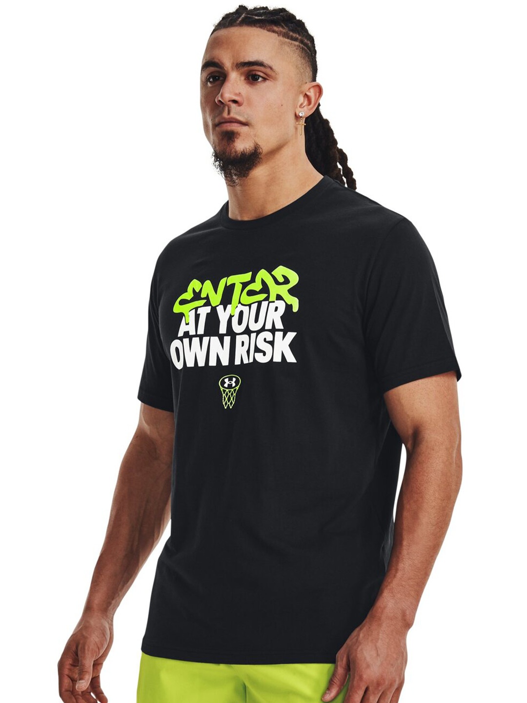 

UNDER ARMOUR Enter At Your Own Rise Printed Short Sleeves Relaxed-Fit T-Shirt, Black