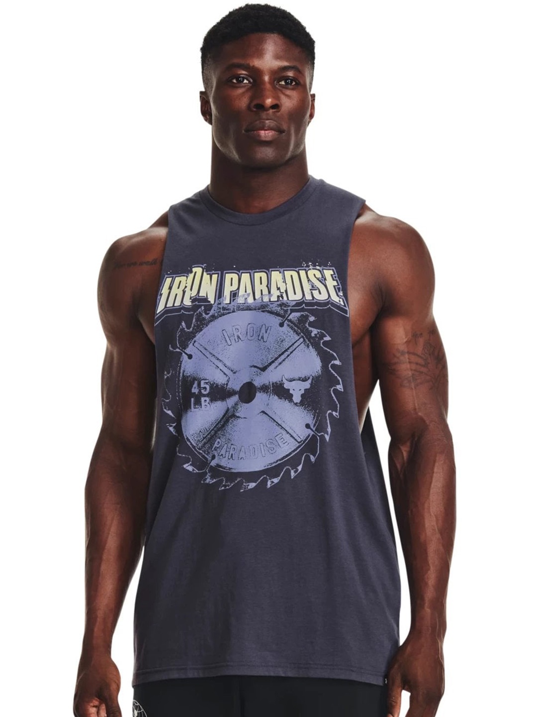 

UNDER ARMOUR Project Rock Printed Blade Tank Tshirt, Grey