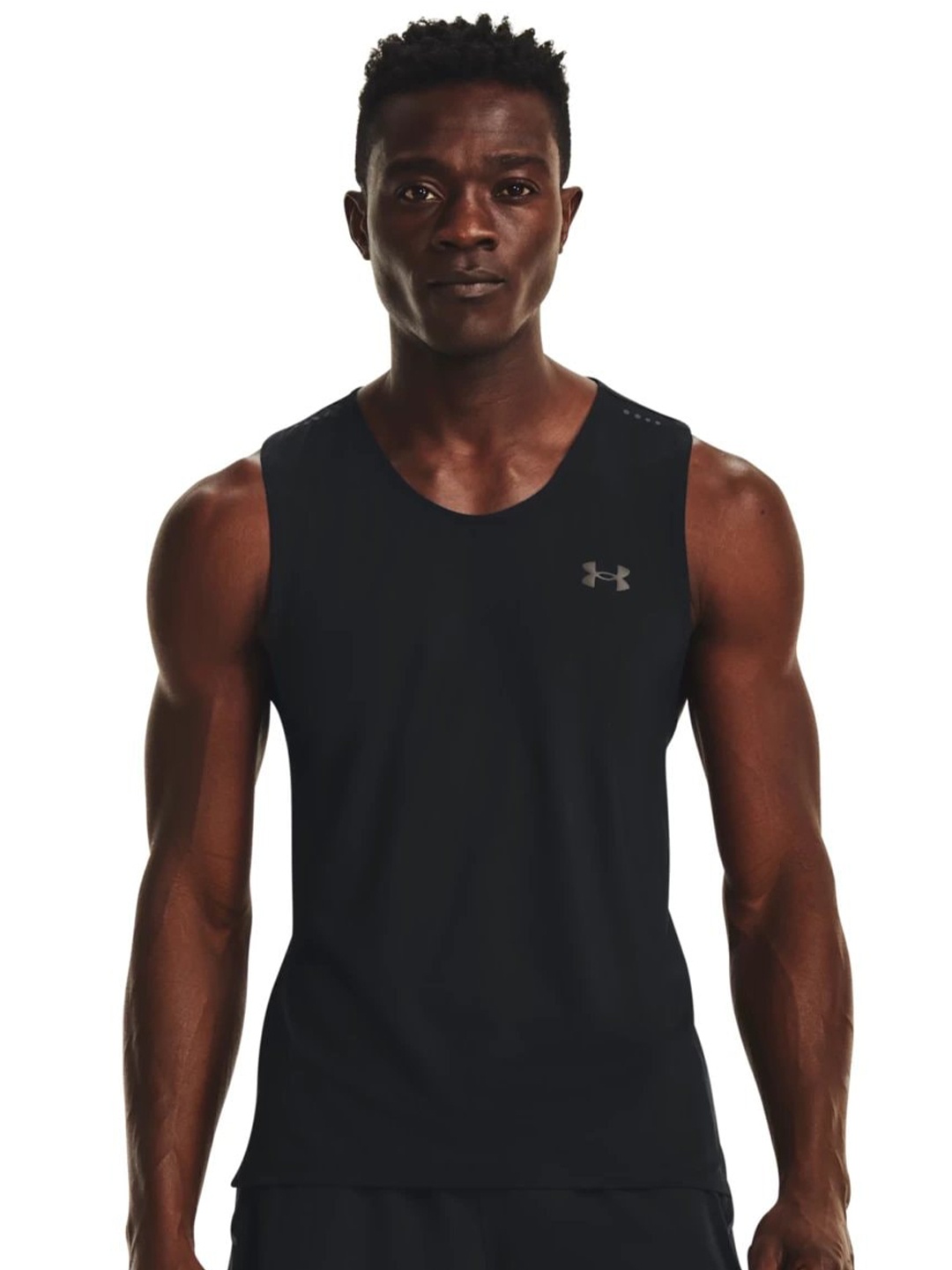 

UNDER ARMOUR Round Neck Iso-Chill Laser Singlet T-shirt, Black