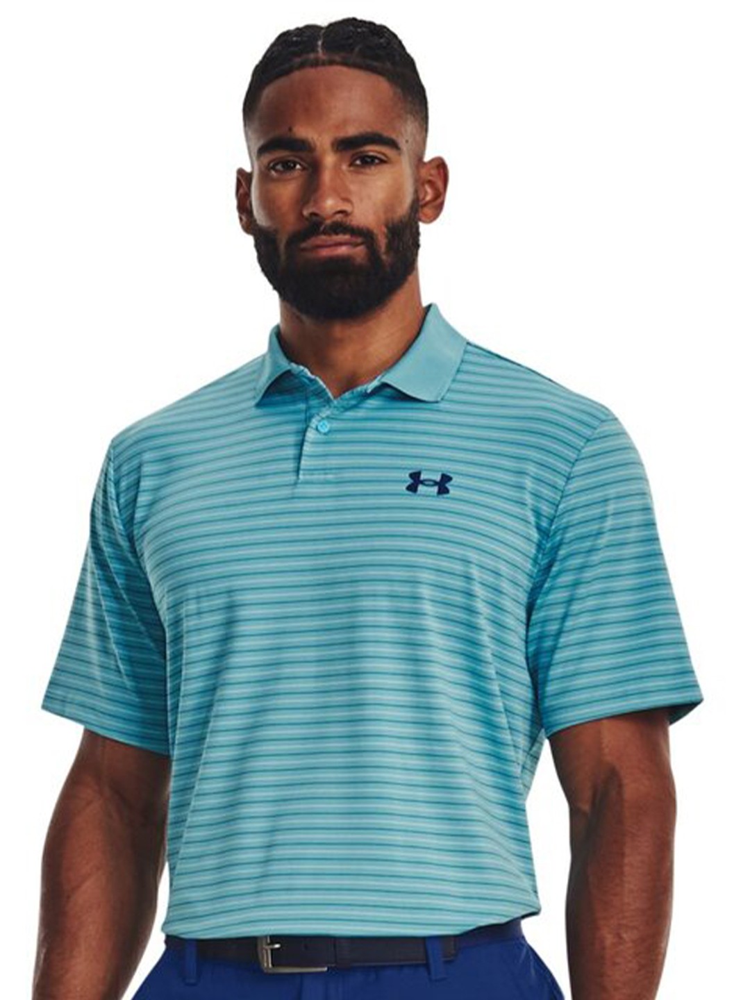 

UNDER ARMOUR UA Performance 3.0 Striped Polo Collar T-Shirt, Blue