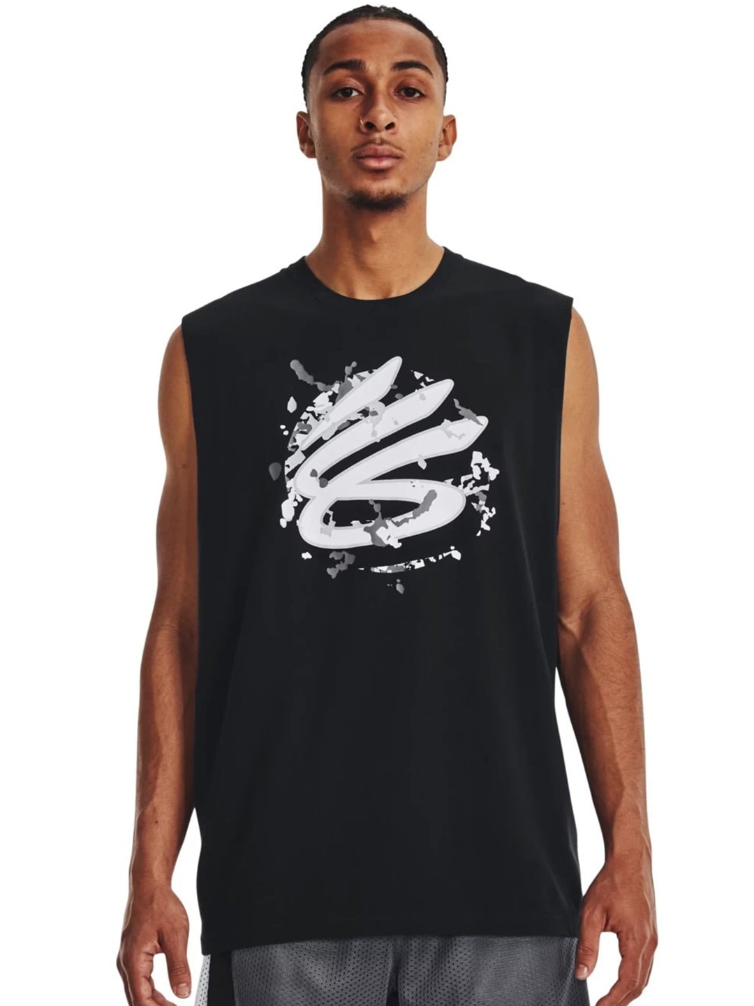 

UNDER ARMOUR UA Curry Printed Sleeveless Relaxed-Fit Curry Sleeveless T-Shirt, Black