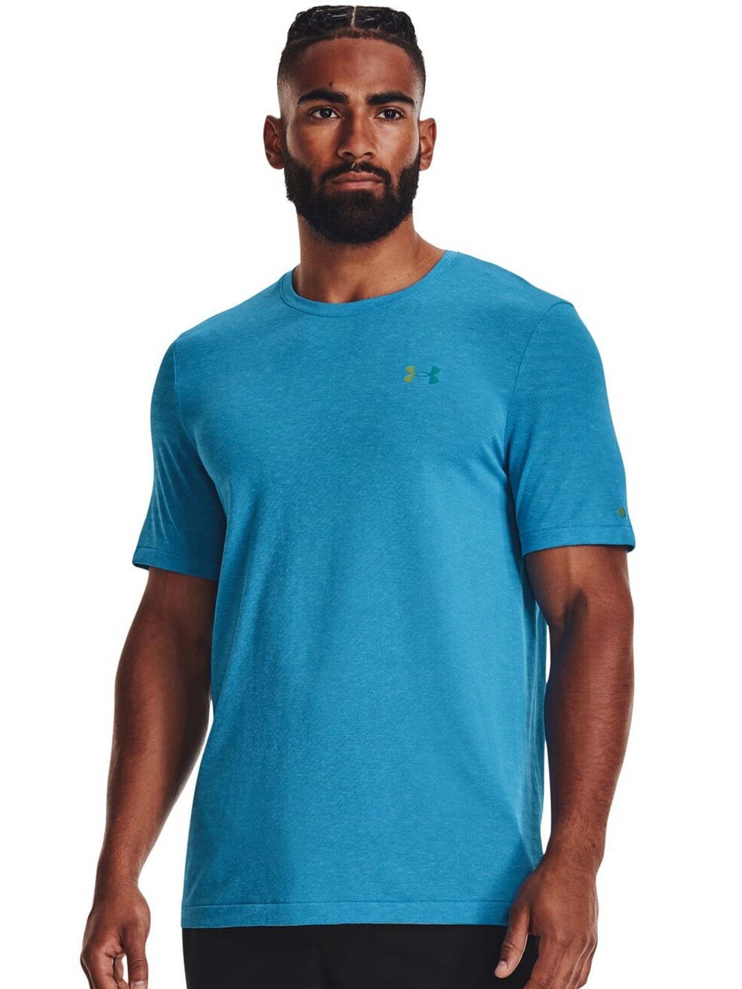

UNDER ARMOUR RUSH Seamless GeoSport Short Sleeves Slim-Fit Tshirts, Blue