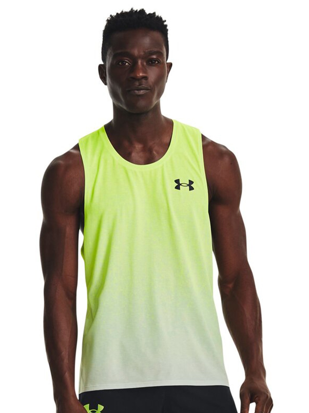 

UNDER ARMOUR RUSH Brand Logo Printed Slim-Fit Sleeveless Cicada Singlet T-Shirt, Green