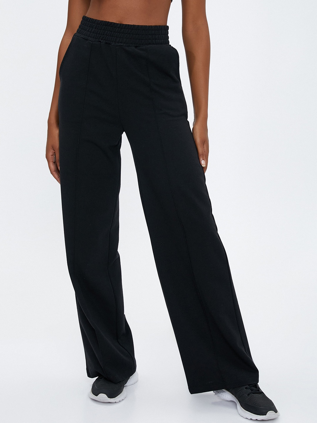 

Koton Women Mid-Rise Flared Track Pant, Black