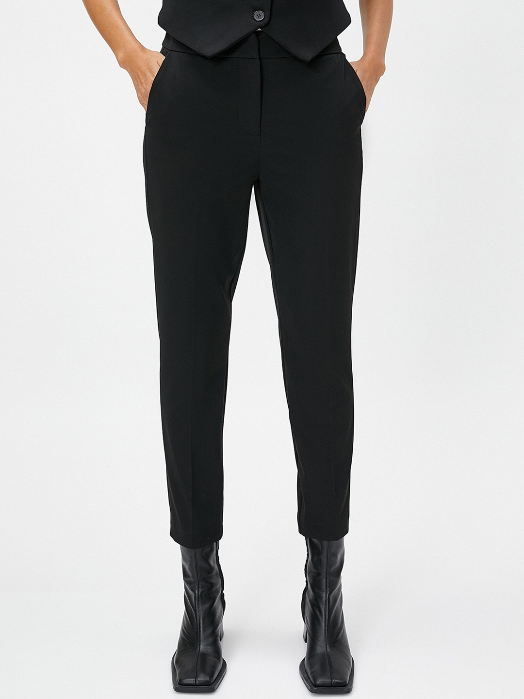 

Koton Women Mid-Rise Trousers, Black