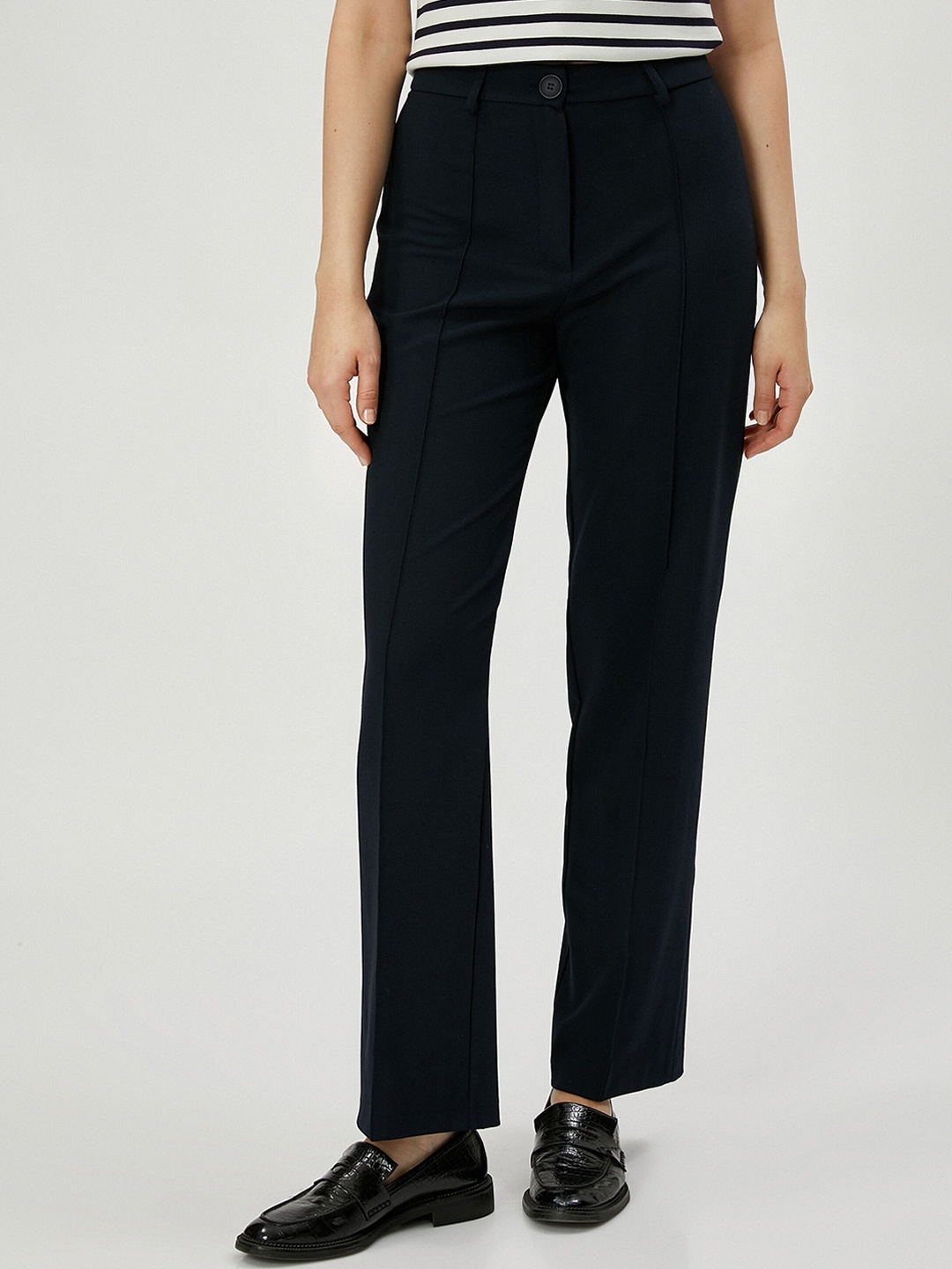 

Koton Women Mid-Rise Trousers, Navy blue
