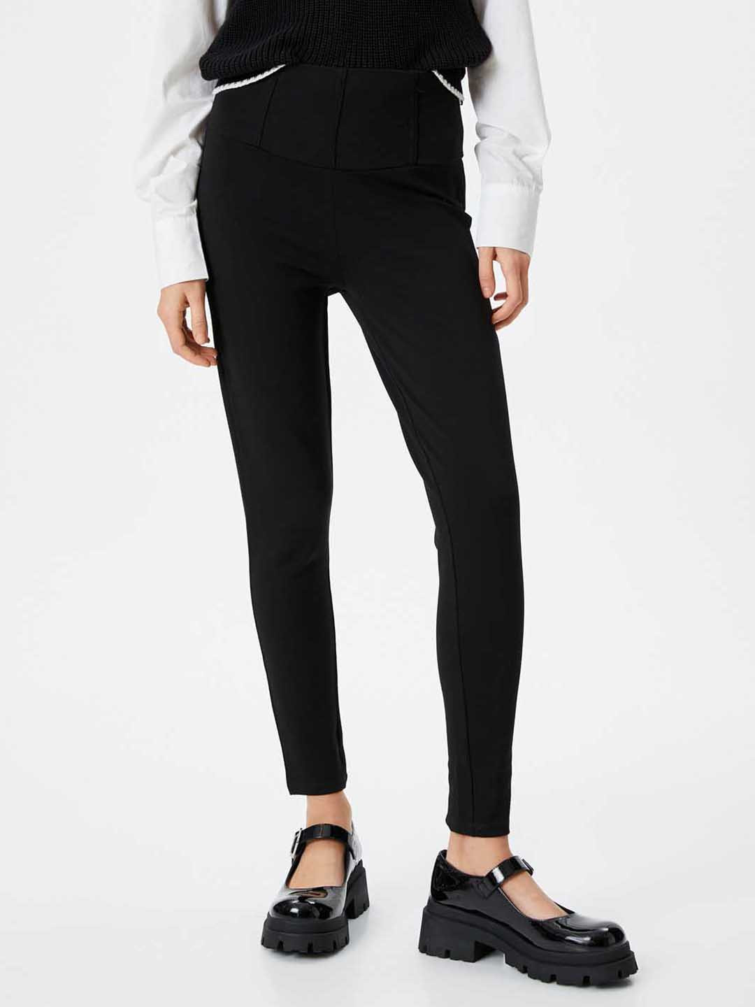 

Koton Women Mid-Rise Chinos Trousers, Black