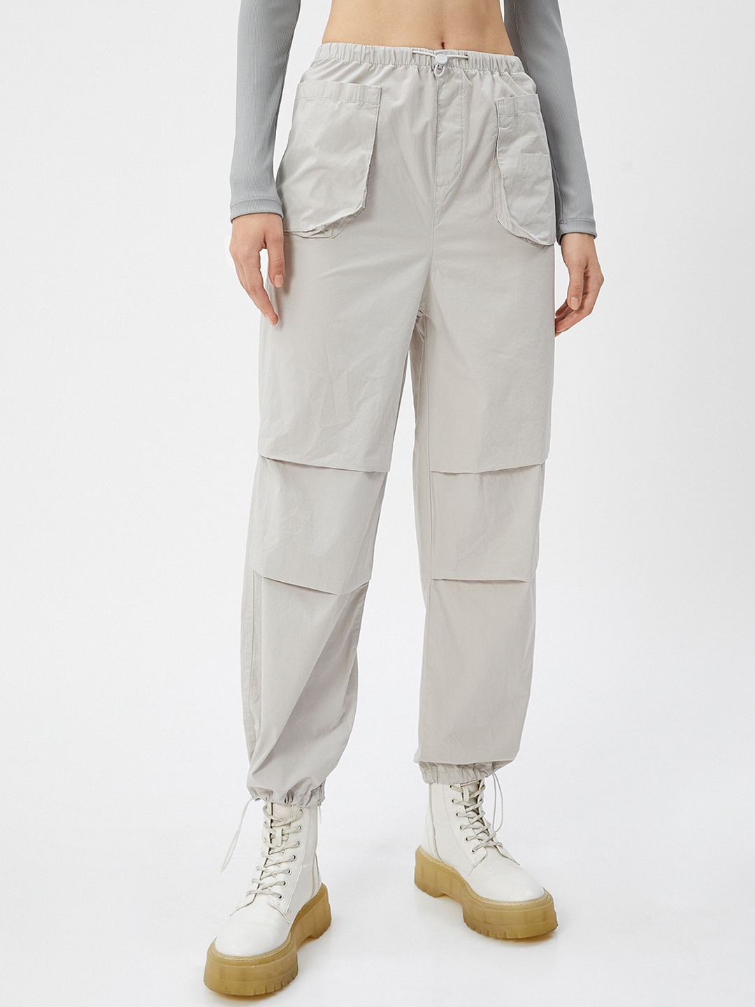 

Koton Women Mid-Rise Pure Cotton Joggers, Grey