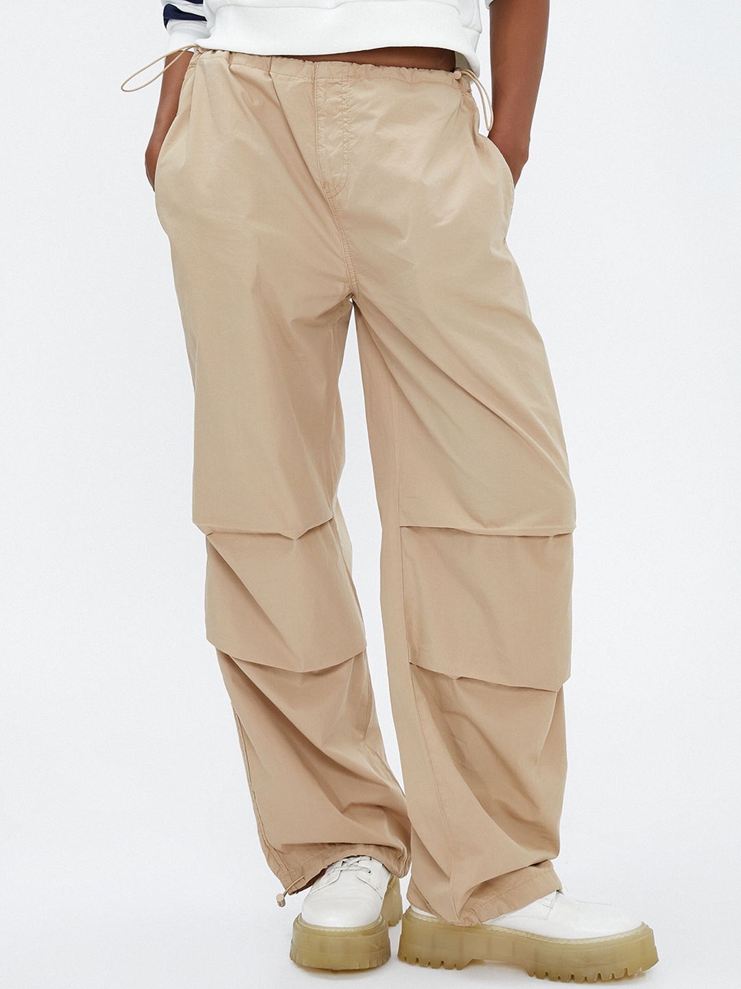 

Koton Women Pure Cotton Joggers, Beige