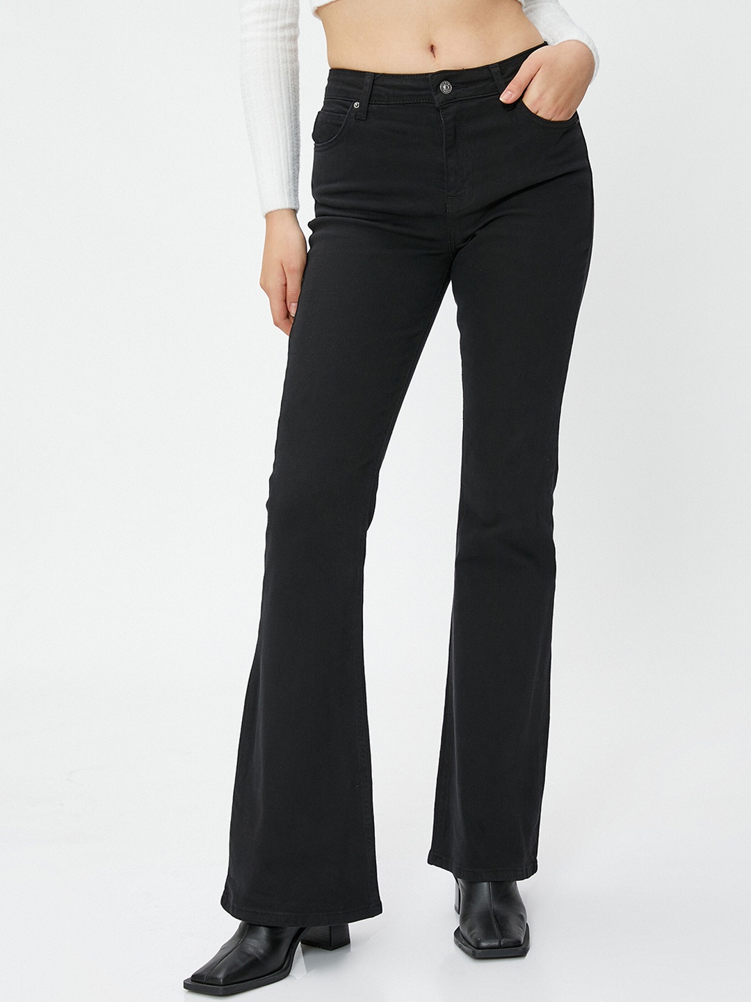 

Koton Women Mid-Rise Bootcut Trousers, Black
