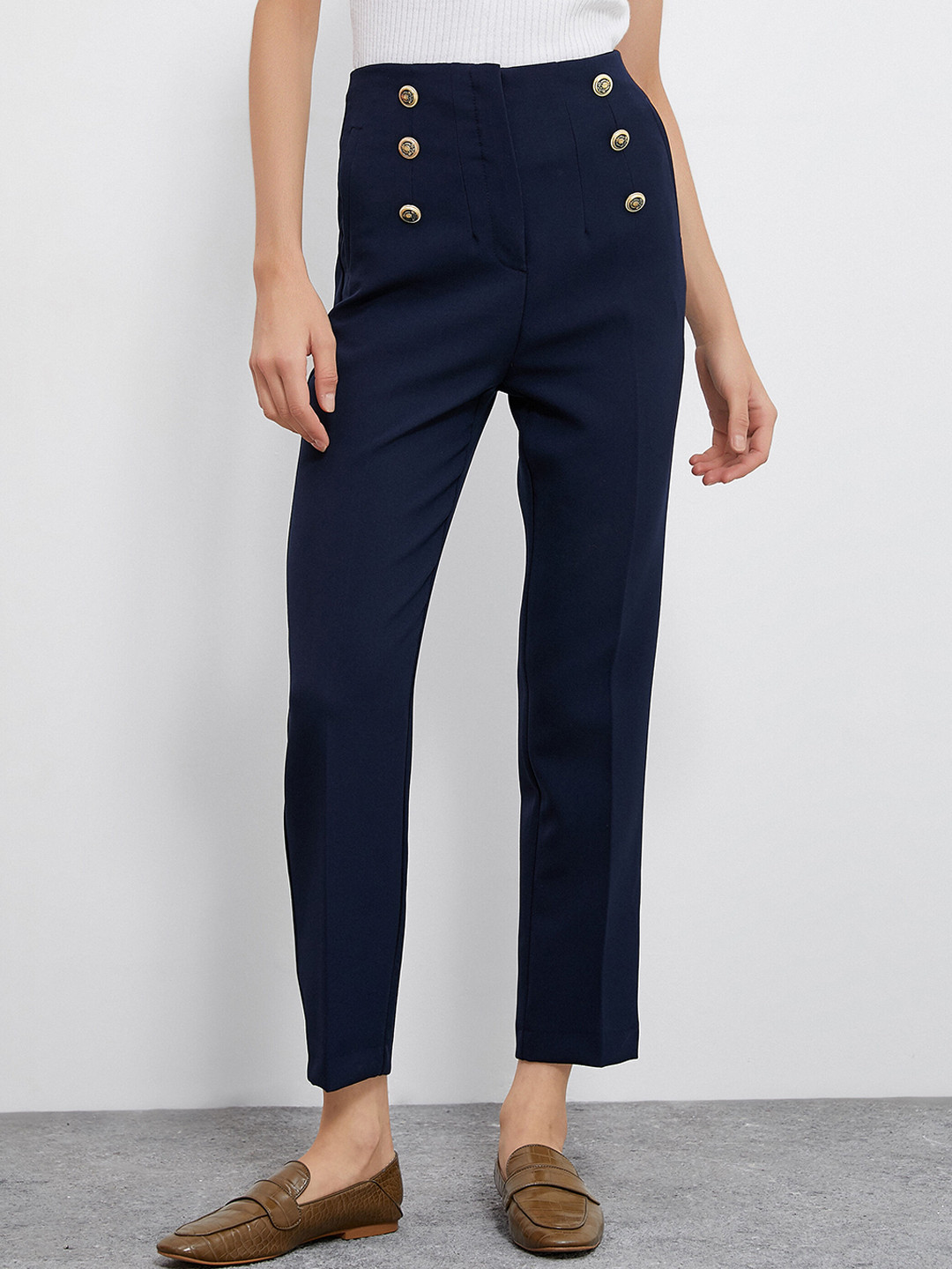 

Koton Women Mid Rise Formal Trousers, Blue