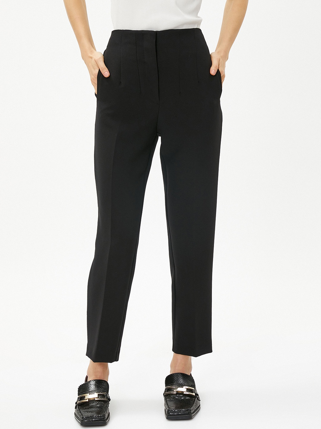 

Koton Women Mid Rise Formal Trousers, Black