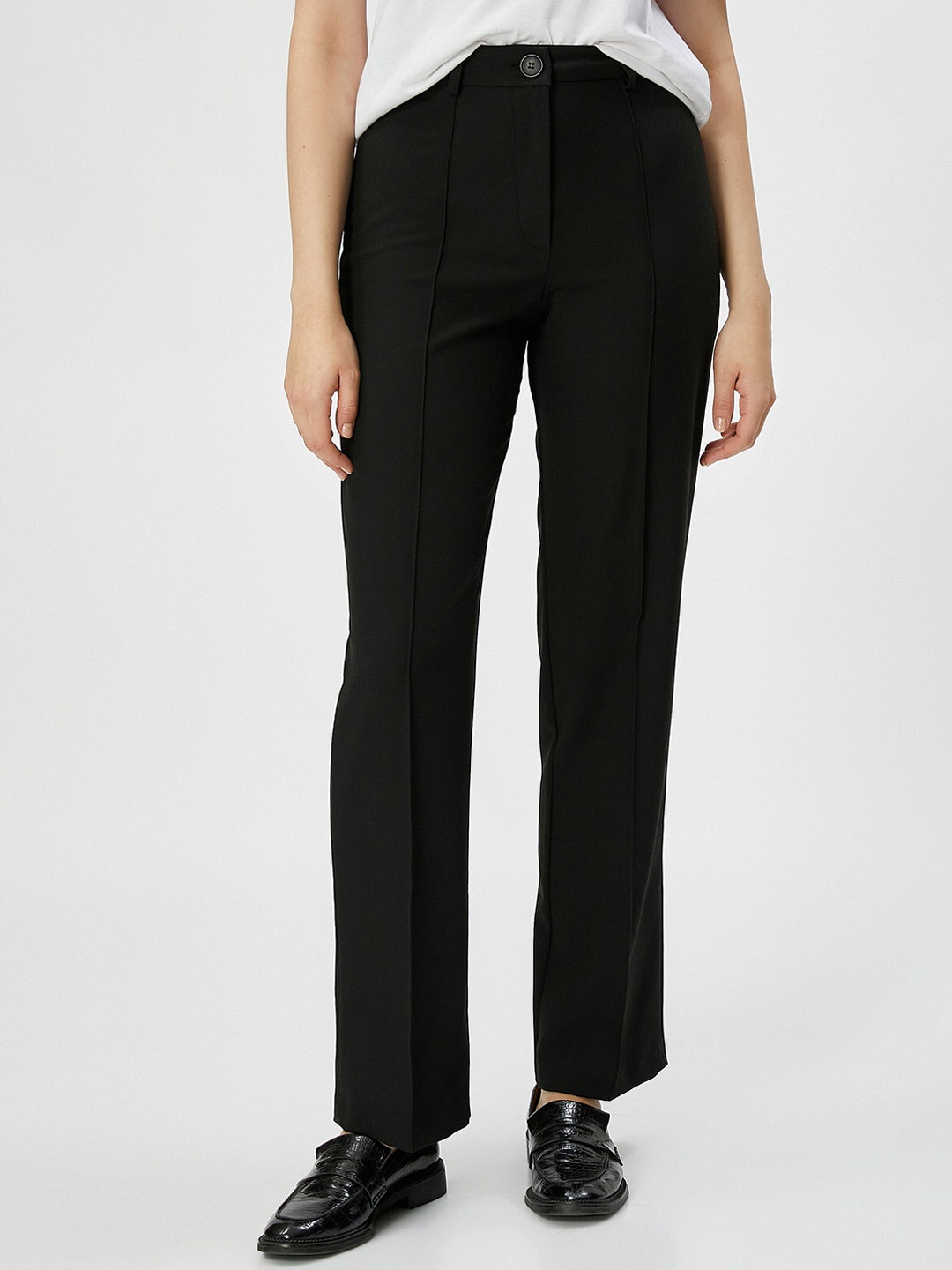 

Koton Women Mid Rise Pleated Trousers, Black