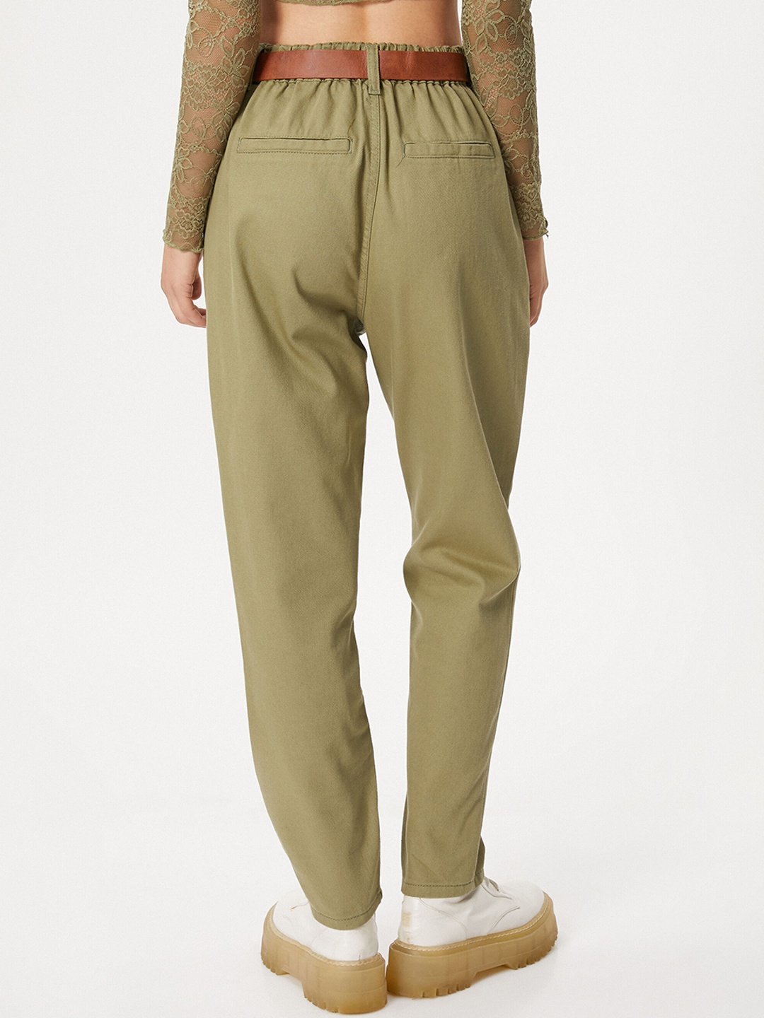 

Koton Women Mid Rise Cotton Chinos Trousers, Green