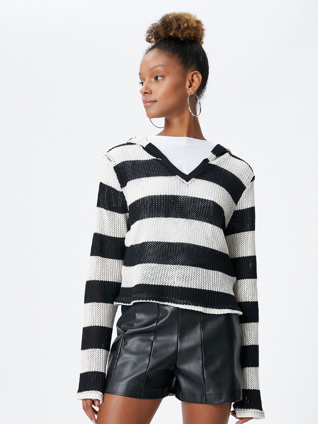 

Koton Striped Round Neck Sweater, White