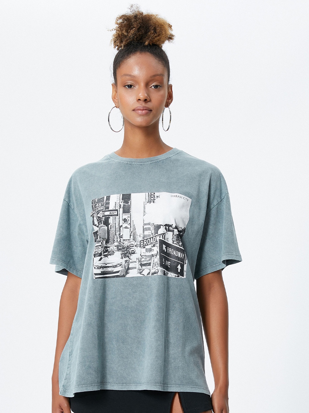 

Koton Graphic Printed Pure Cotton T-shirt, Blue