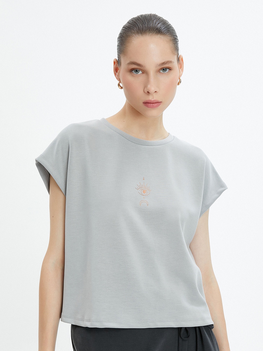 

Koton Extended Sleeves Cut-Outs Regular Top, Grey