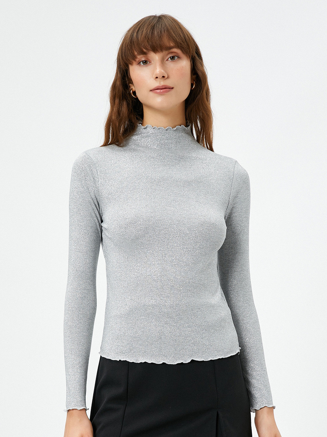 

Koton High Neck Regular Top, Grey