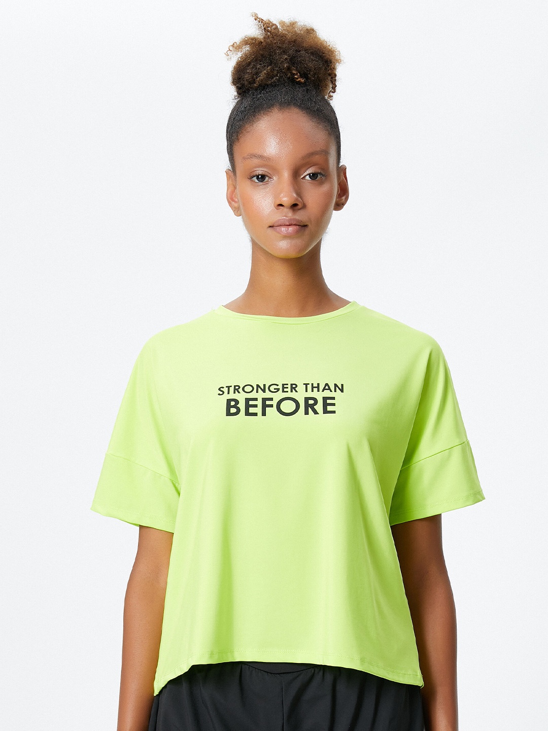 

Koton Typography Printed Drop-Shoulder Sleeves T-shirt, Green