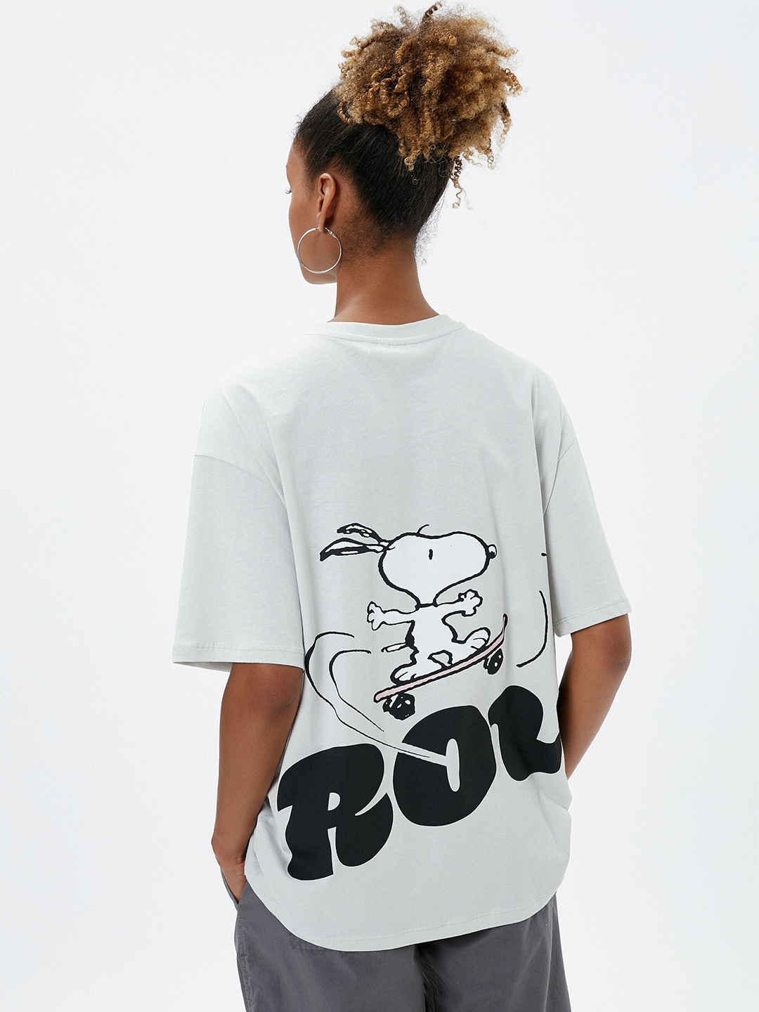 

Koton Snoopy Printed Longline Over Sized Pure Cotton T-shirt, White