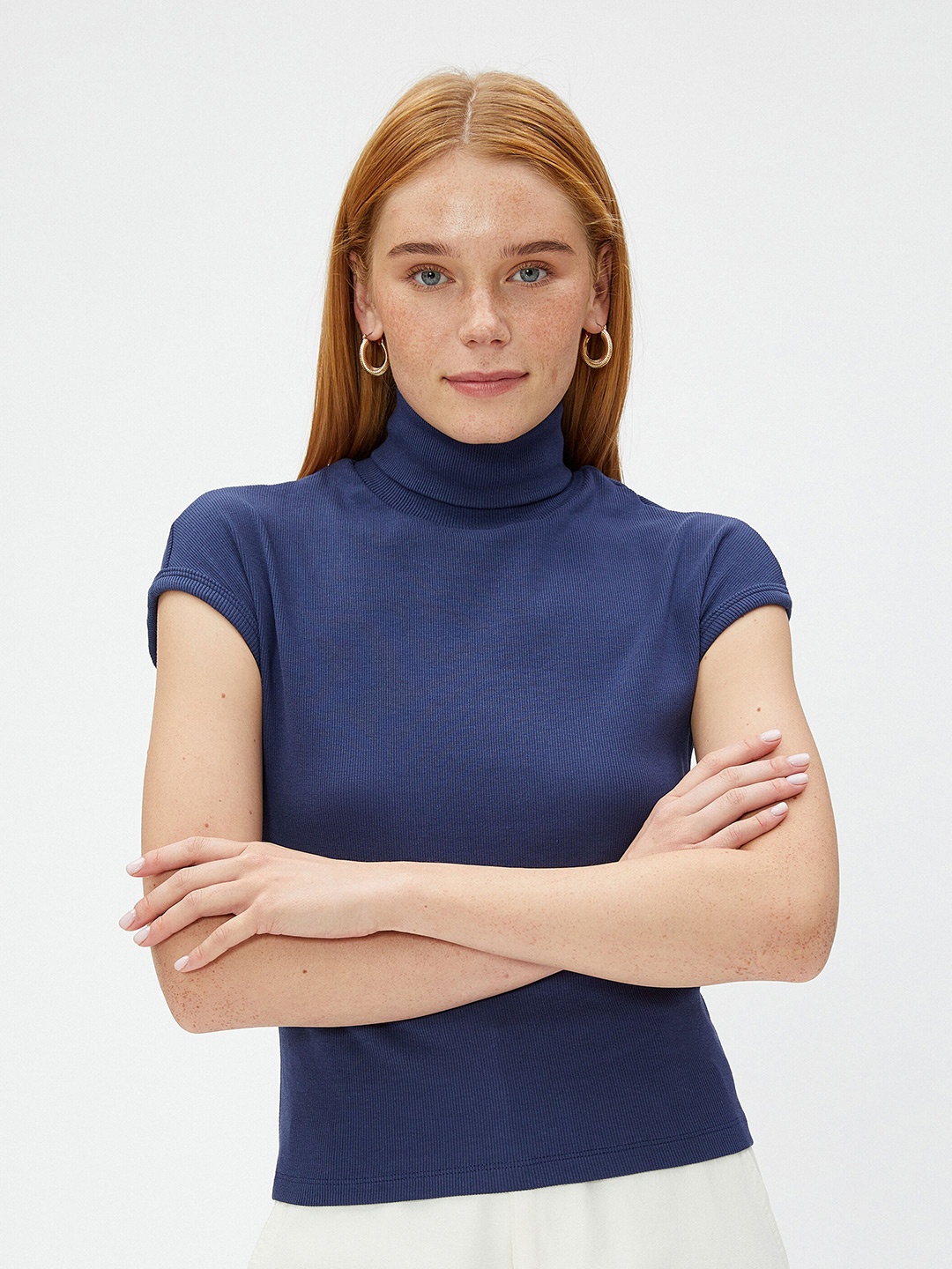 

Koton High Neck Regular T-shirt, Blue