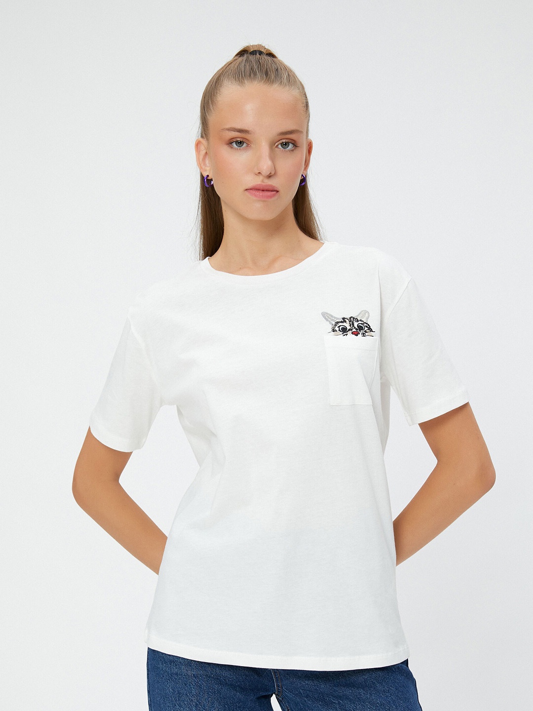 

Koton Graphic Printed pure Cotton T-shirt, White