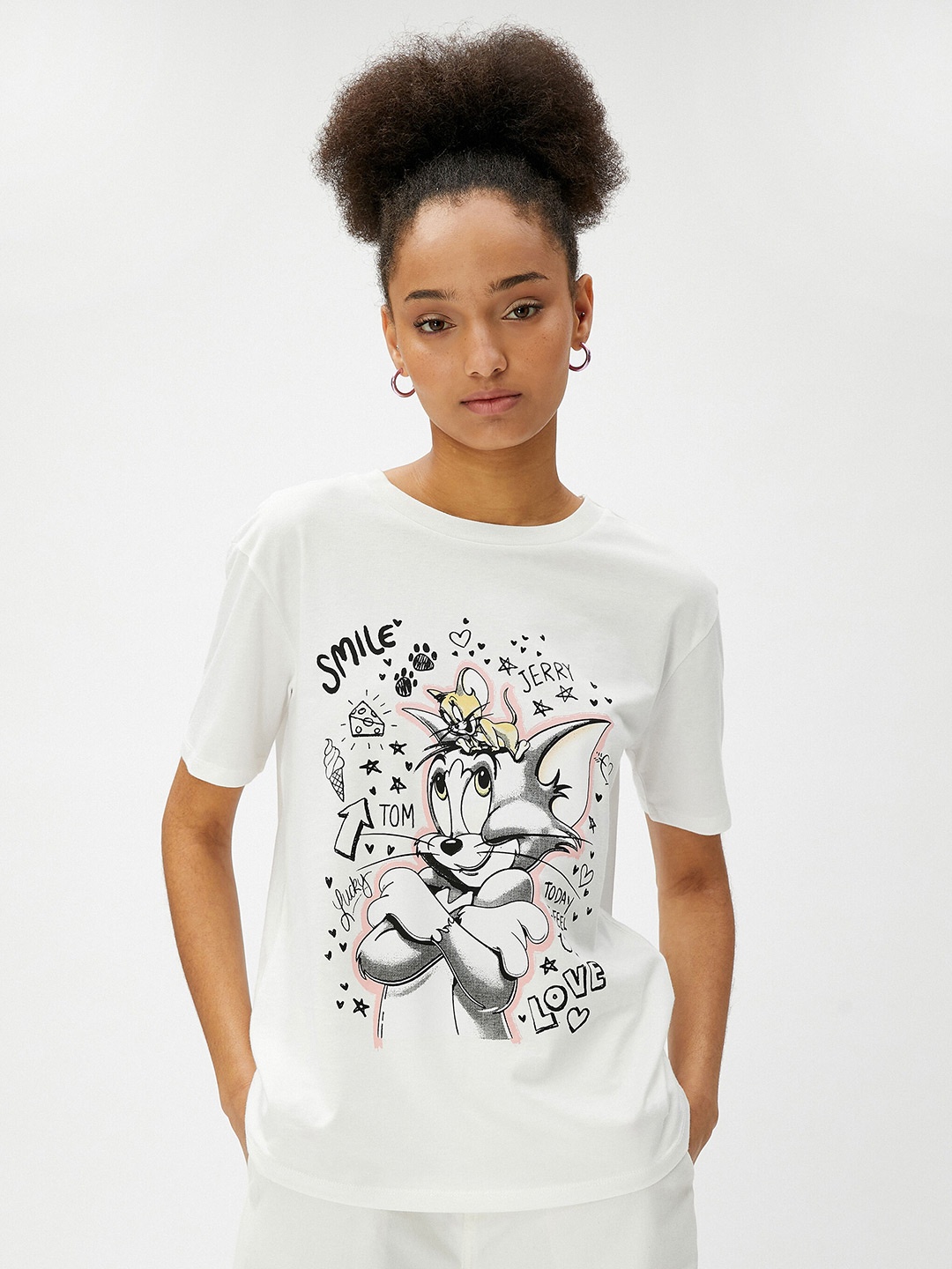

Koton Tom & Jerry Printed Cotton T-Shirt, White