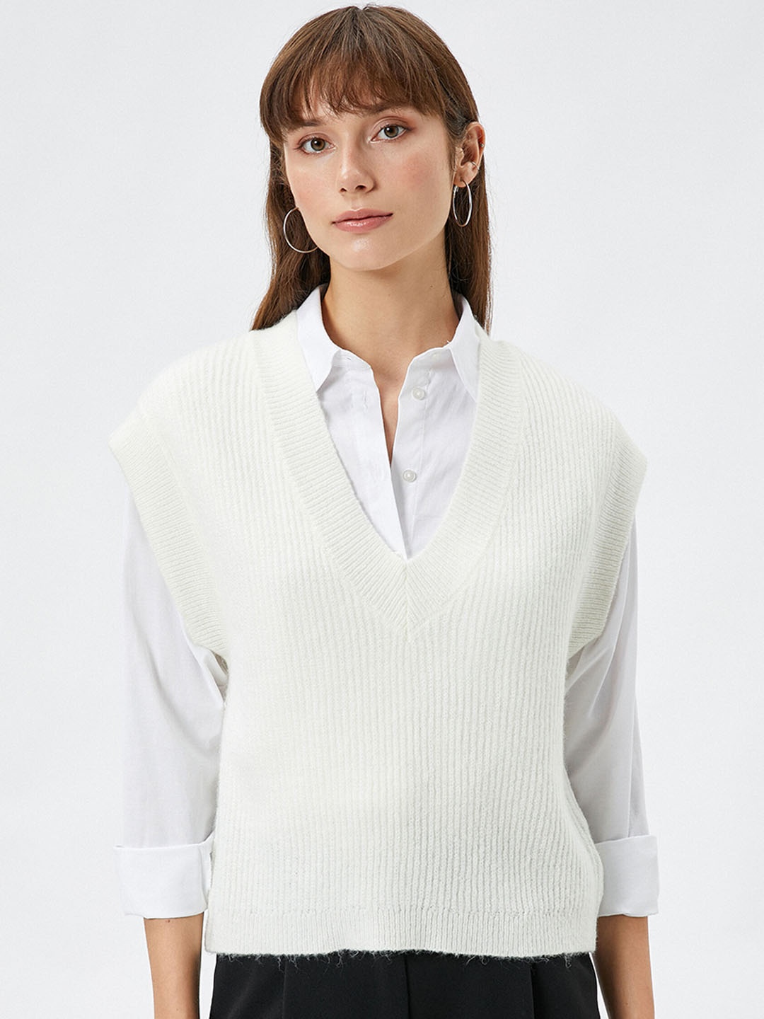 

Koton V-Neck Sweater Vest, White