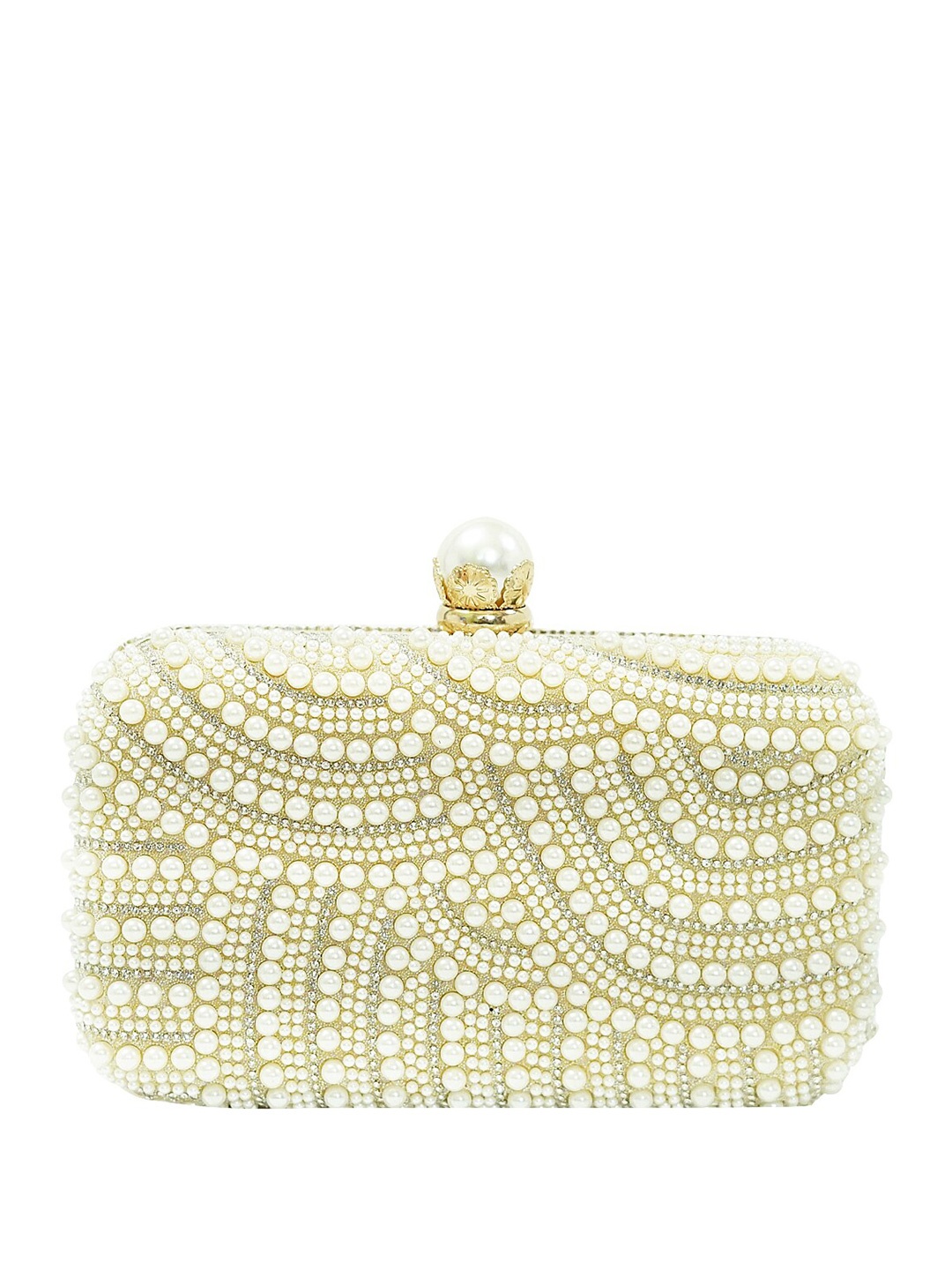 

HORRA Embellished Box Clutch, Cream