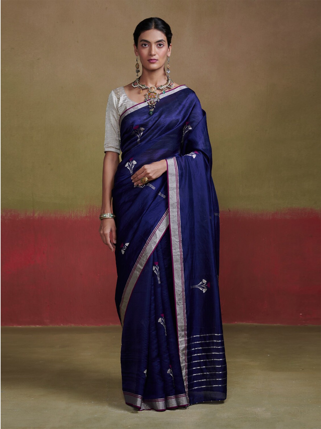 

Dressfolk Woven Design Zari Pure Silk Saree, Blue