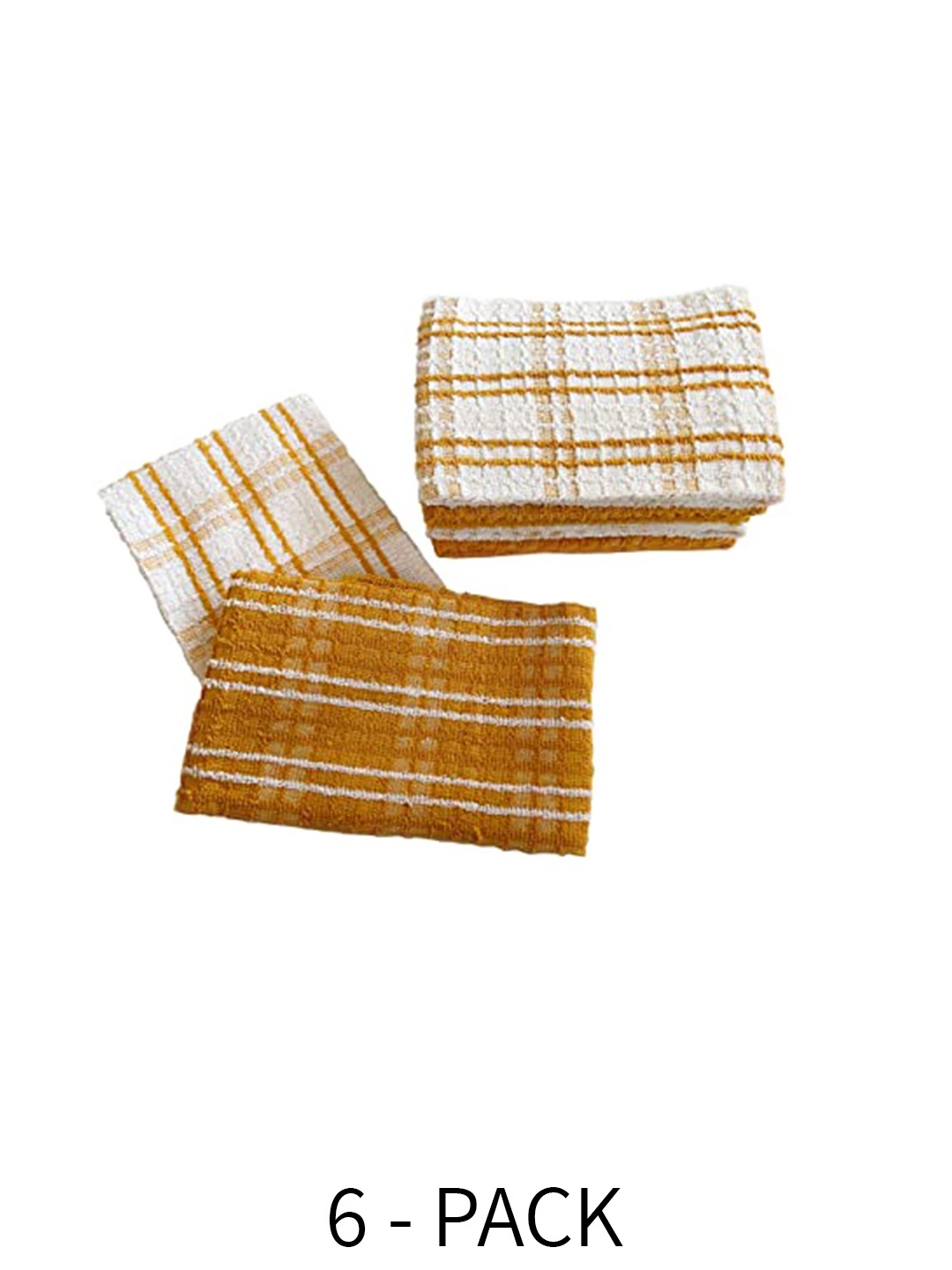 

Lushomes 6 Pcs Yellow Checked Cotton 340 GSM Kitchen Towels