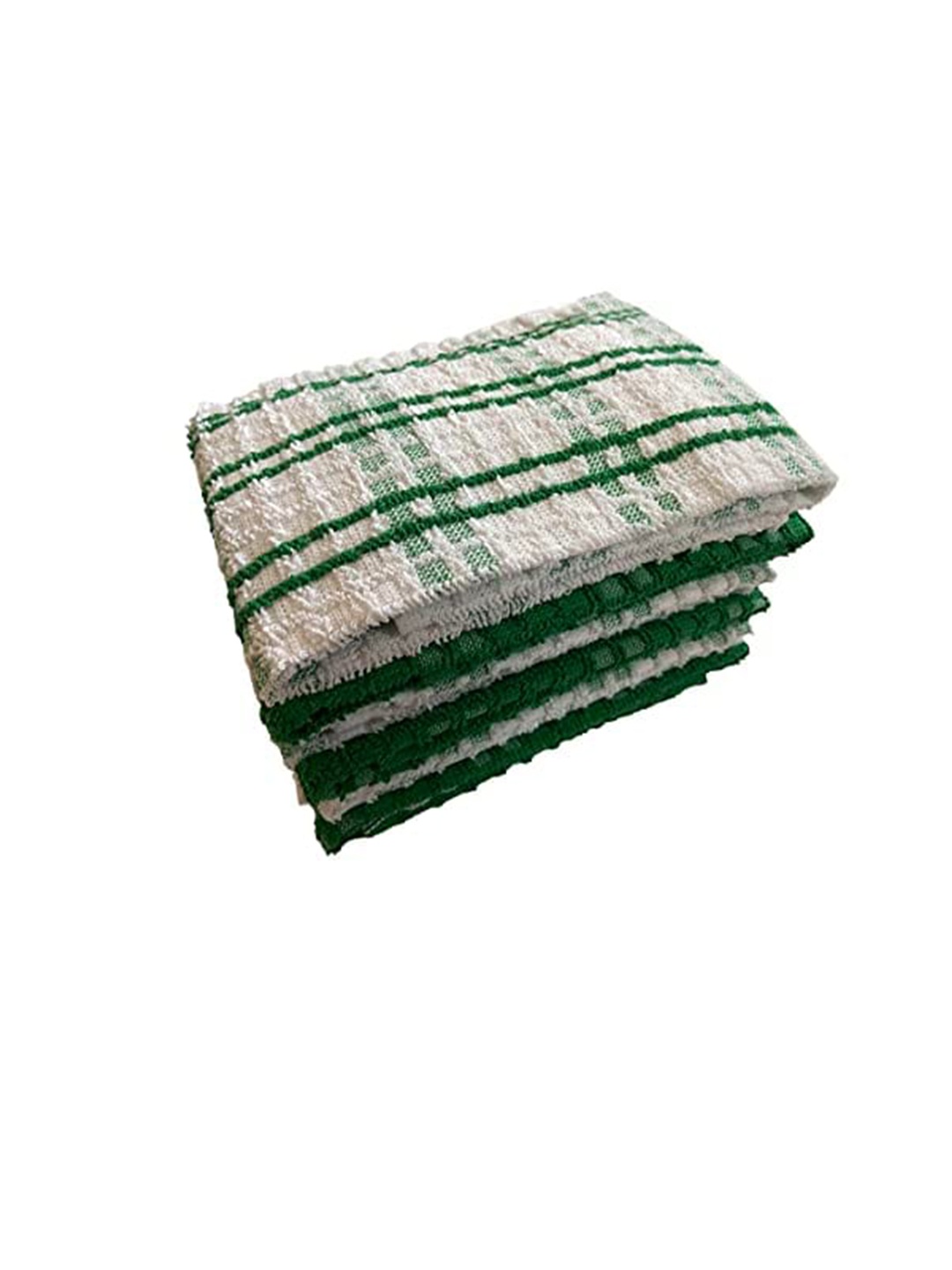 

Lushomes Green 6-Pieces Checked Cotton 340 GSM Kitchen Towels