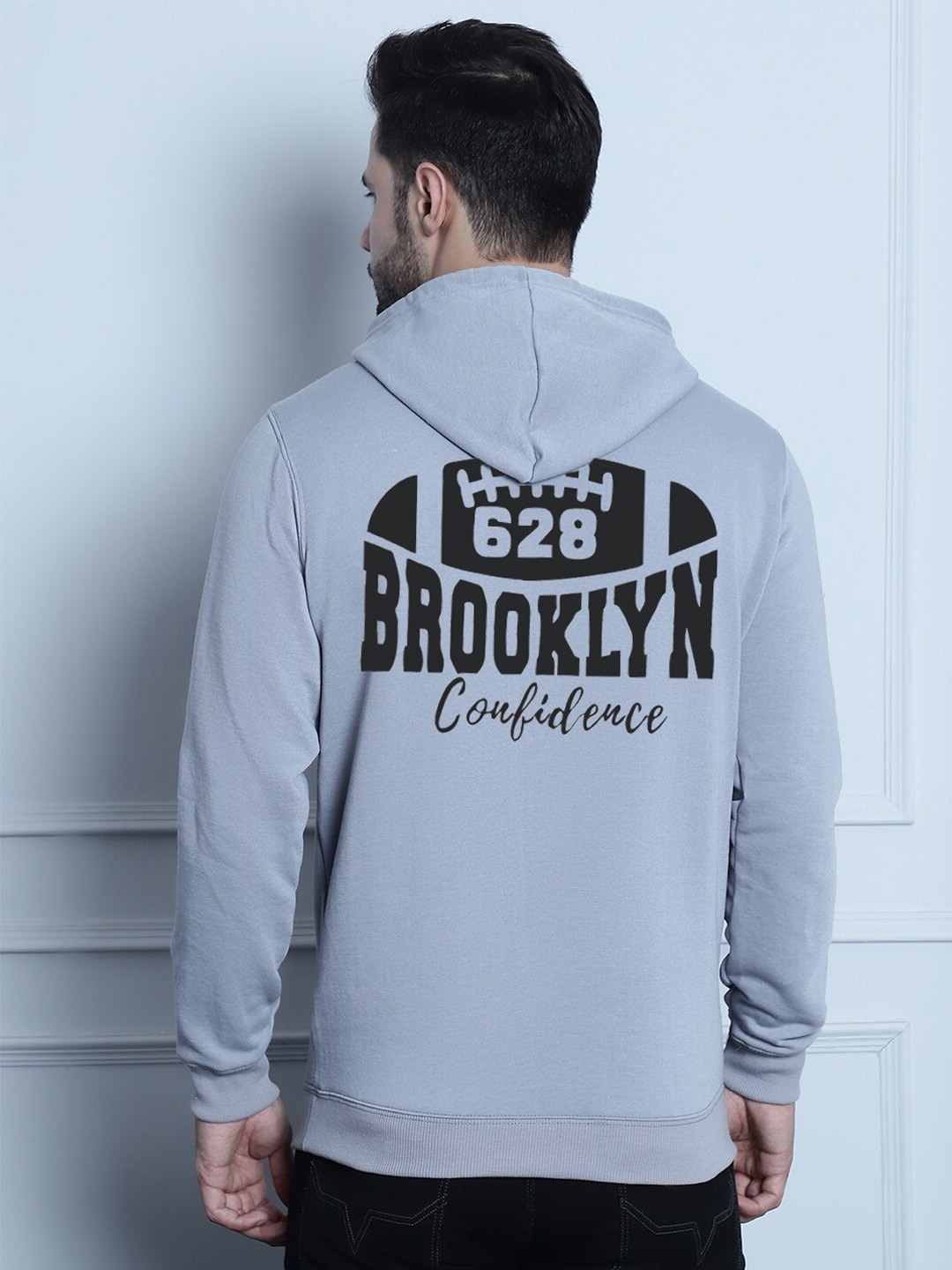 

The Modern Soul Typography Printed Hooded Fleece Pullover, Grey