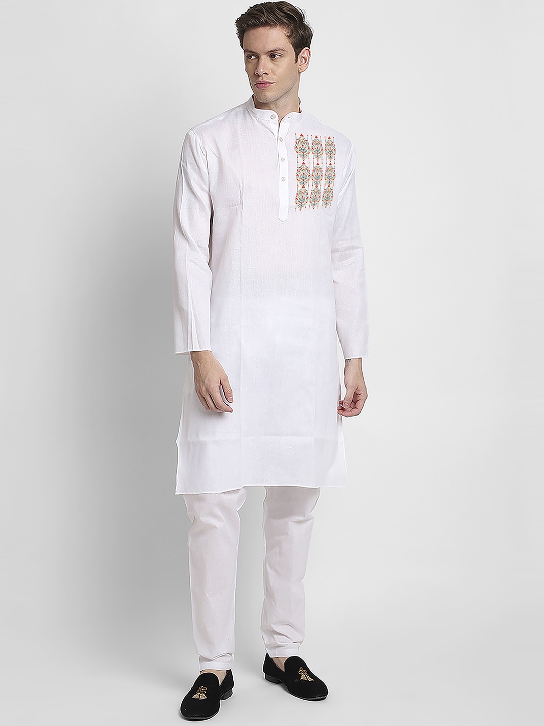 

DEVOILER Ethnic Motifs Printed Straight Kurta, White