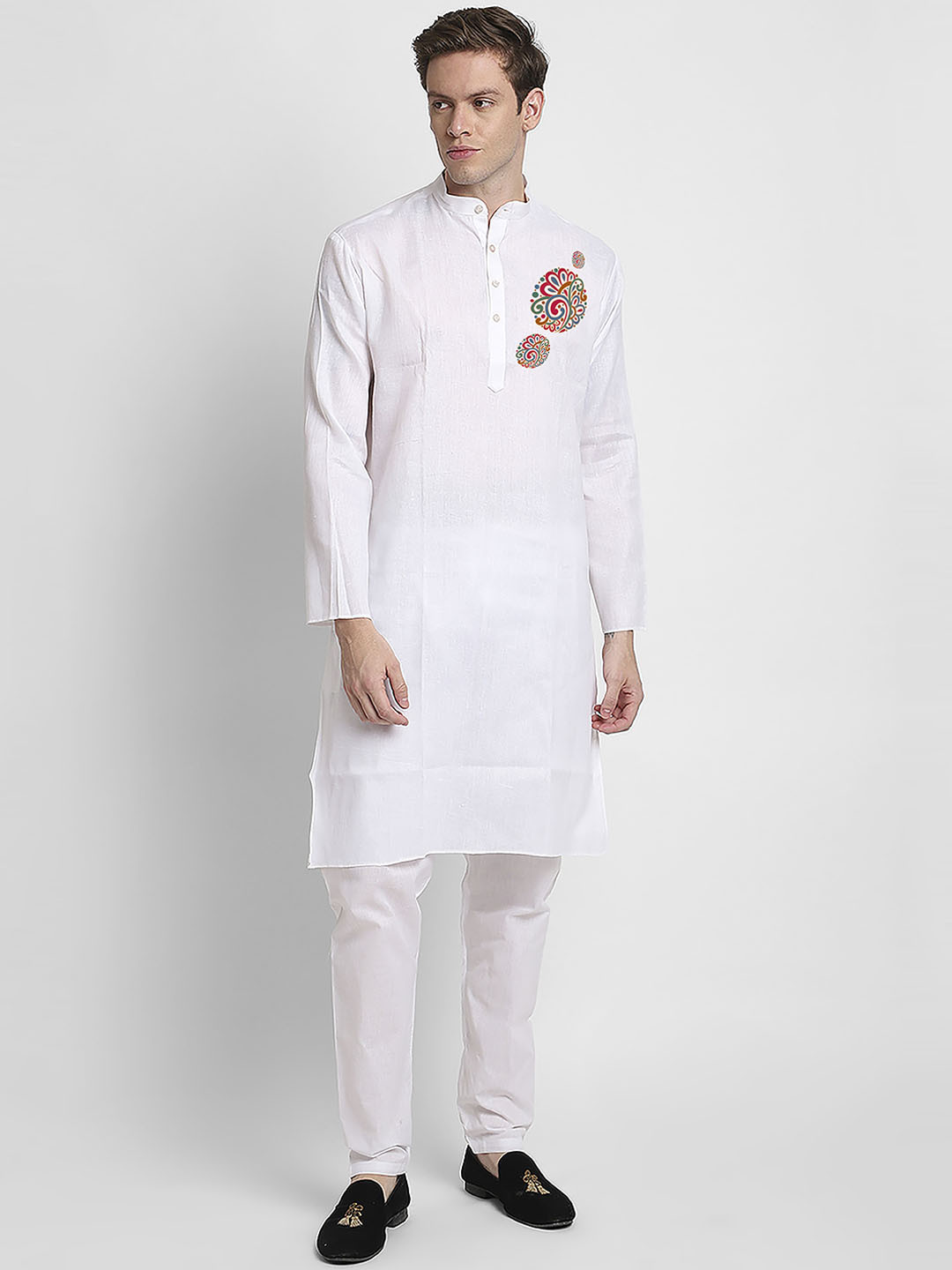 

DEVOILER Ethnic Motif Printed Straight Kurta, White