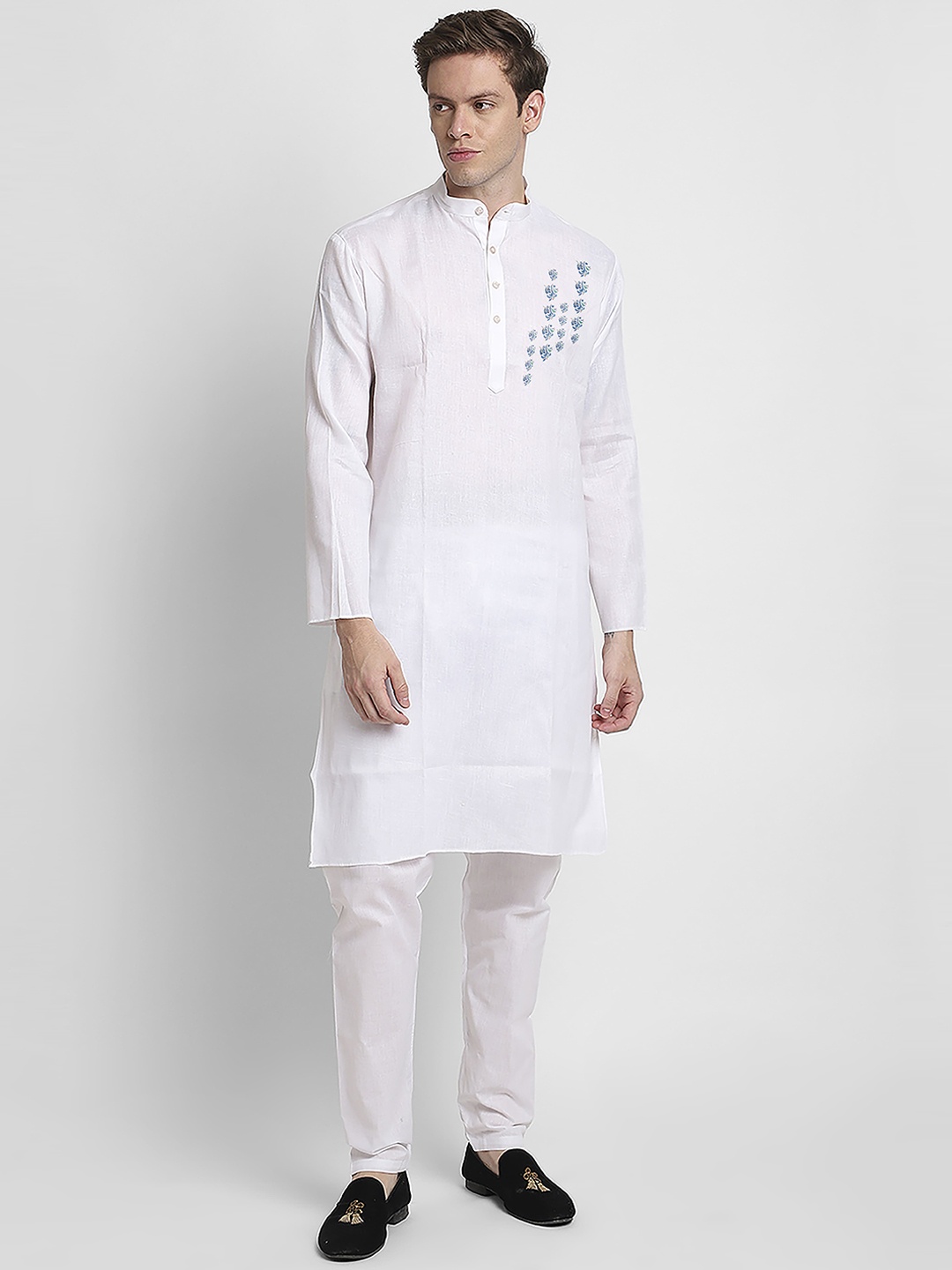 

DEVOILER Ethnic Motifs Printed Regular Kurta With Pyjama, White