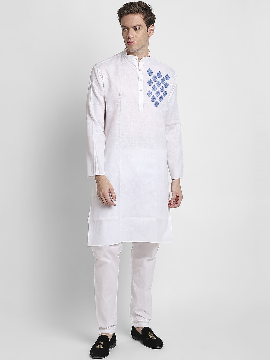 

DEVOILER Ethnic Motifs Printed Kurta With Pyjamas, White