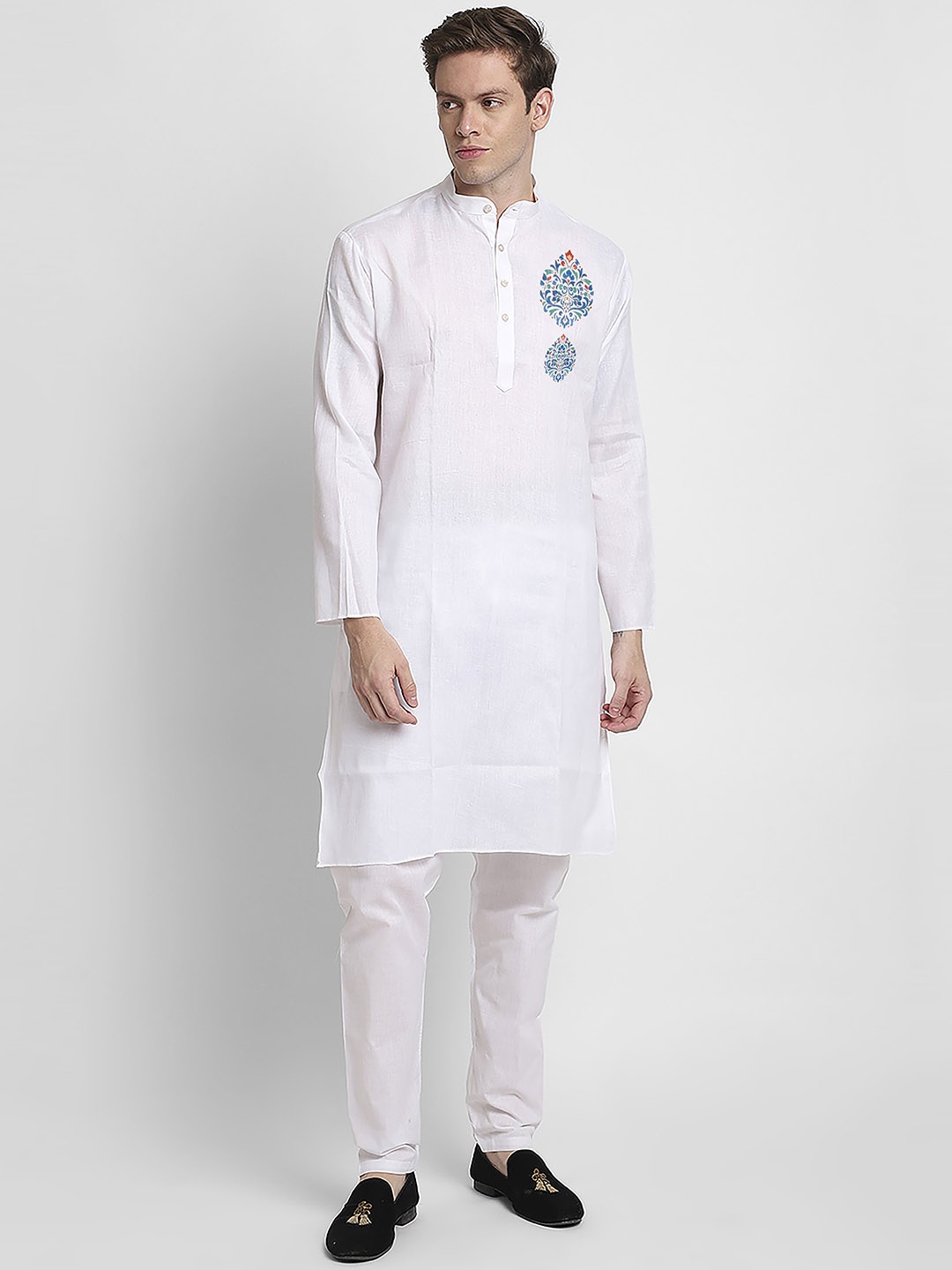

DEVOILER Ethnic Motifs Printed Regular Kurta With Pyjamas, White