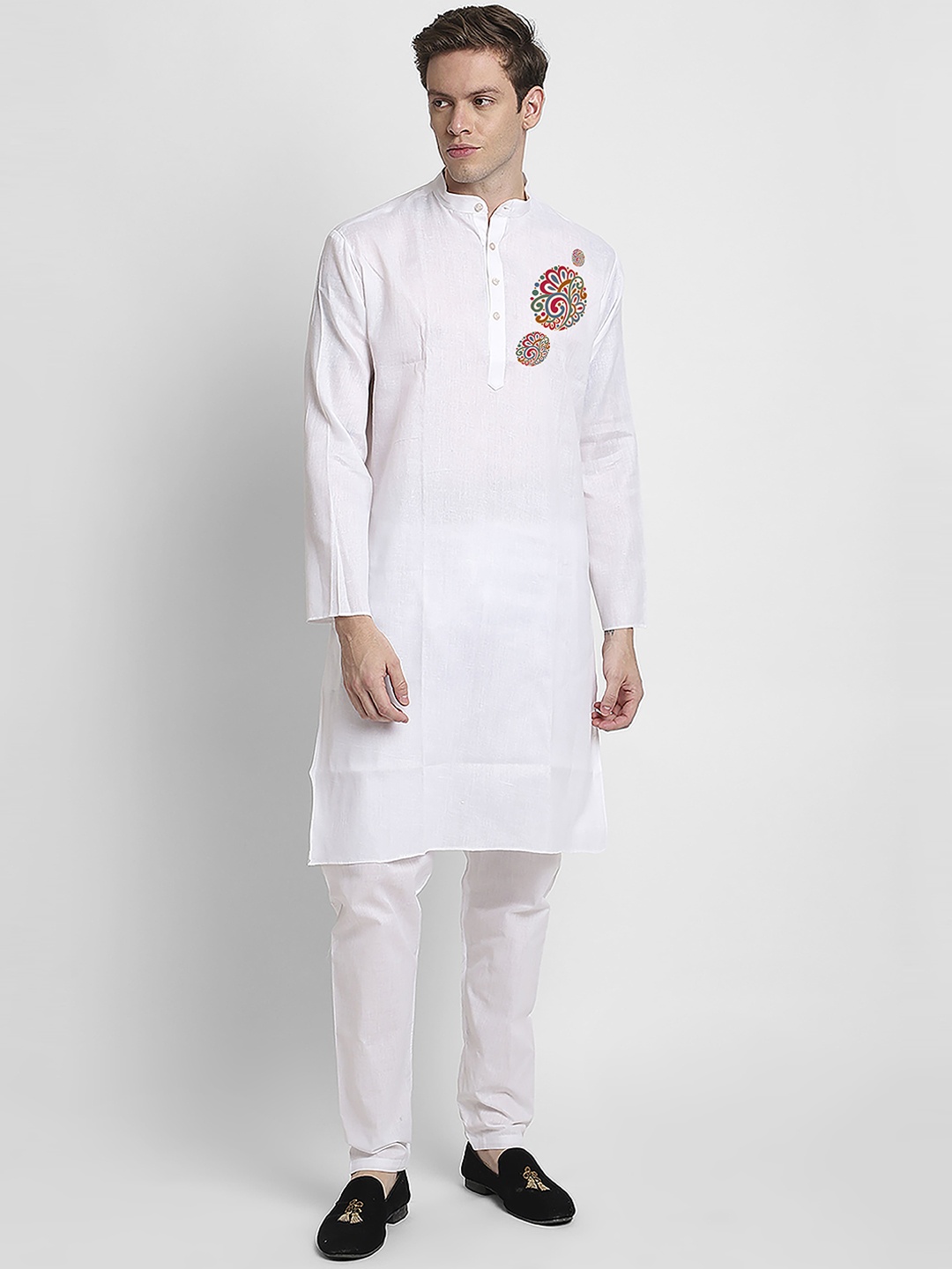 

DEVOILER Ethnic Motifs Printed Regular Kurta With Pyjama, White