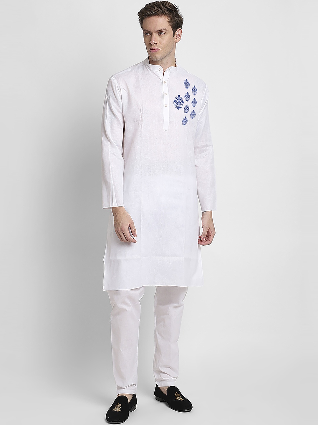 

DEVOILER Ethnic Motifs Printed Kurta with Pyjamas, White