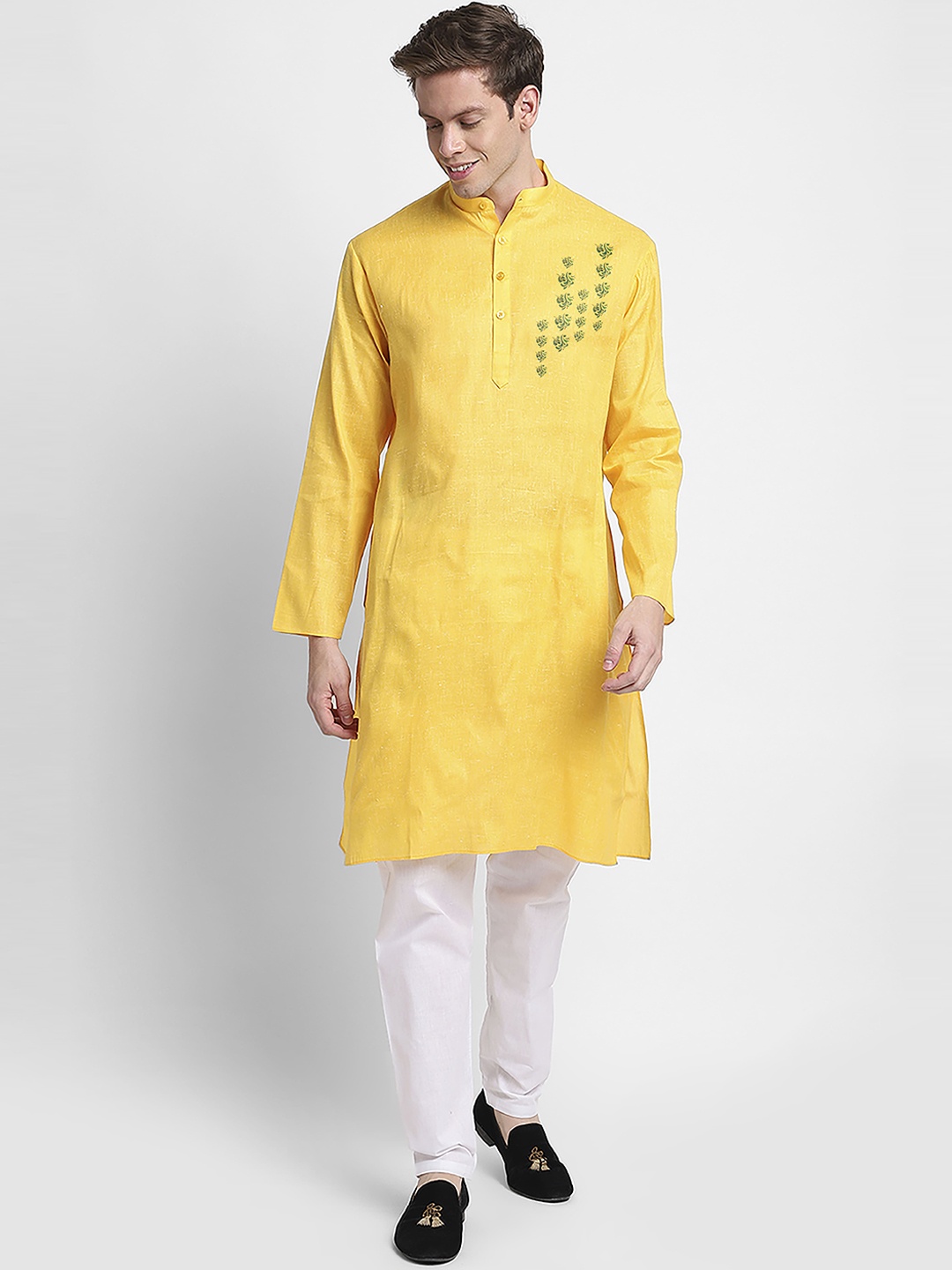 

DEVOILER Ethnic Motifs Printed Regular Kurta with Pyjamas, Yellow